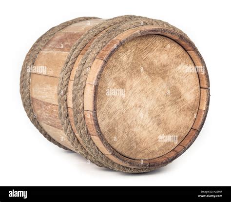 small wooden barrel isolated  white stock photo alamy