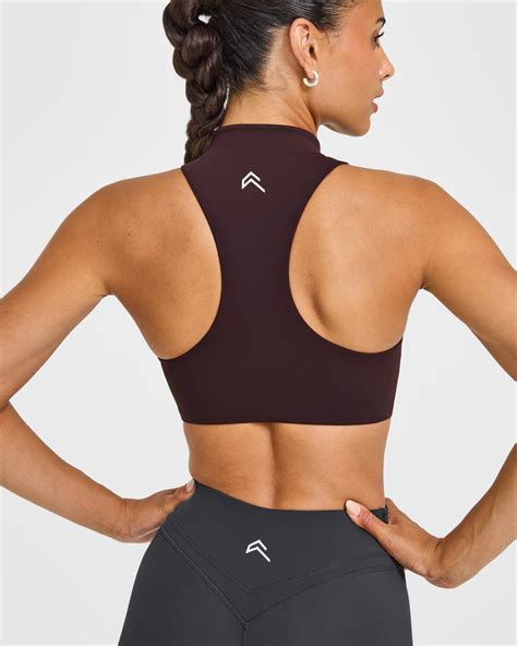 EasyLift™ Zip High Neck Sports Bra in Plum Brown | Oner Active AU