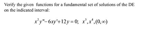 solved verify   functions   fundamental set  cheggcom