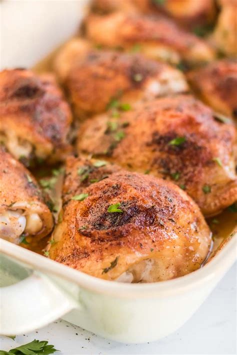 Easy Oven Baked Chicken Thighs in just 35 minutes!