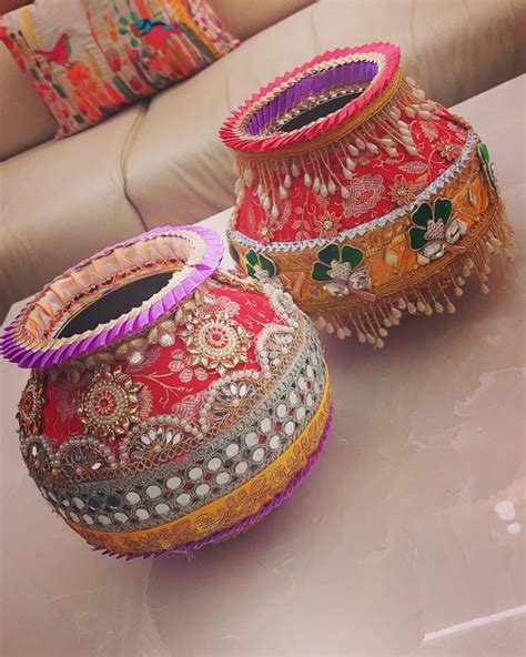 Decorated Mammat Matka Decorative Matki Wedding Gift for Indian Pujan Home Decor Indian Wedding ...