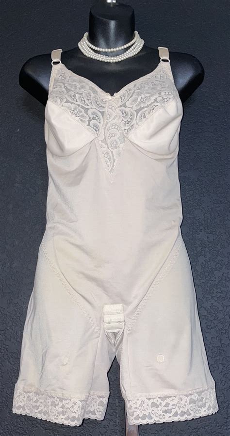 Vintage 1970's SUBTRACT Beige Split Crotch Body Shaper Girdle w