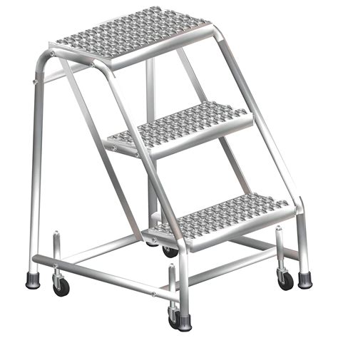 Ballymore SS3N 3-Step Stainless Steel Rolling Step Stool with Spring ...