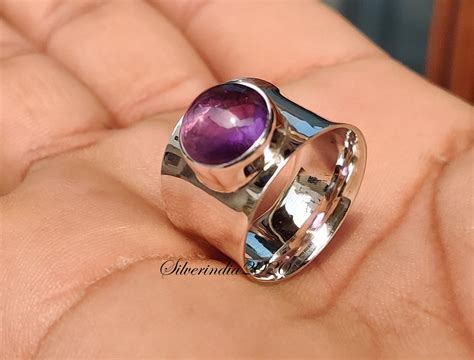 Amethyst Ring Silver Band Ring 925 Sterling Silver Ring | Etsy