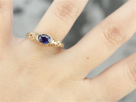 Sapphire Solitaire Engagement Ring Filigree Sapphire Ring - Etsy