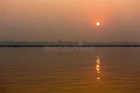 Sunrise in Ganges River in Varanasi, India Stock Photo - Image of calm ...