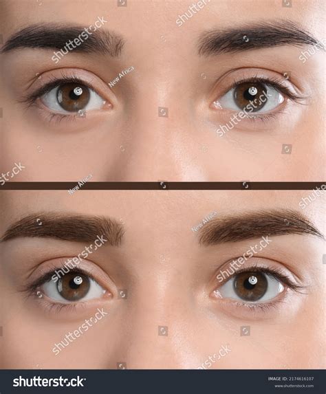 Collage Photos Woman Before After Eyebrows Stock Photo 2174616107 ...