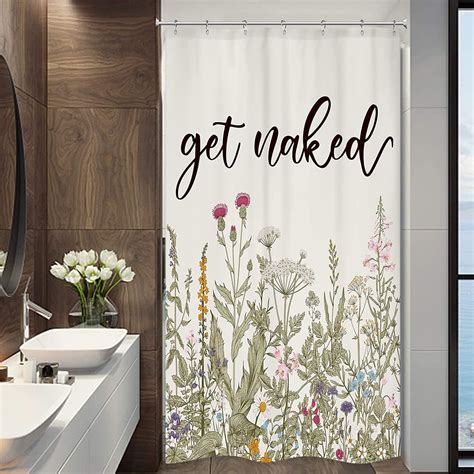 Stall Get Naked Wildflower Small Half Shower Curtain 36Wx72H Inch