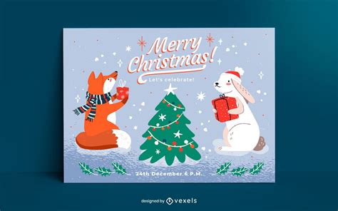 Christmas Card Template Design Vector Download