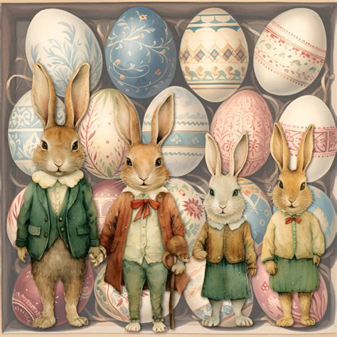 Rabbit Easter Egg Vintage Art Free Stock Photo - Public Domain Pictures