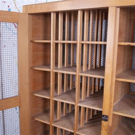Wooden School Locker from Belgium | Blue Ticking