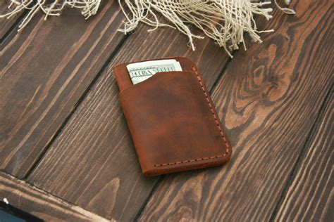 EDC Minimalist Wallet Pull up Leather Handcrafted Slim Mens - Etsy