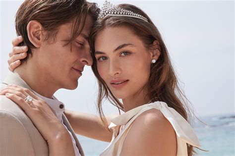 Grace Elizabeth poses with husband in Graff Bridal Campaign