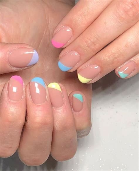 45 French manicure with color tips : Multi colored tip nails