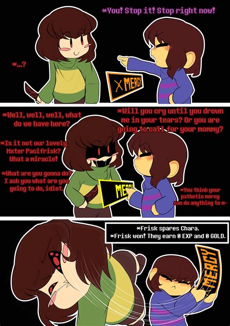 Frisk spares Chara. »Frisk wont They earn B EXP and B GOLD  Frisk :: Chara :: Undertale комикс 