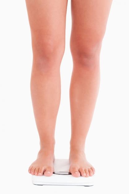 premium photo lady standing   scale