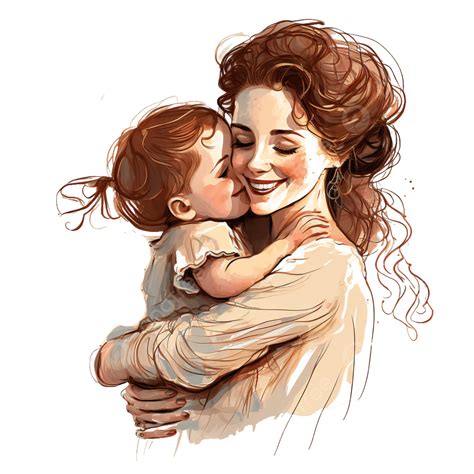 mother  daughter romantic warm mothers day festival pattern cartoon