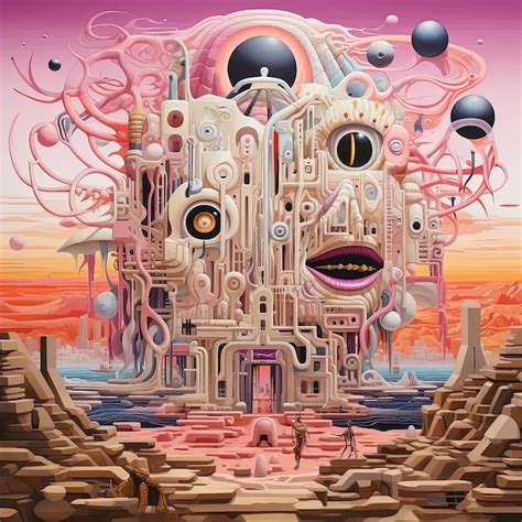 premium photo  painting   giant building   giant face