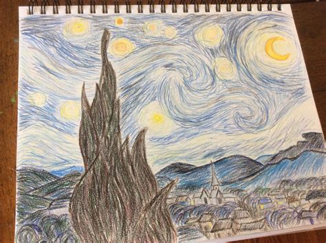 Starry Night in colored pencil by Purple-Raptor on DeviantArt