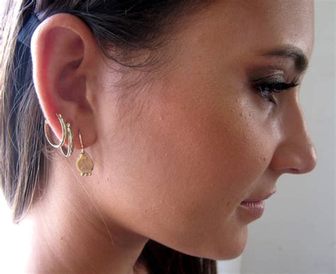drop gold earrings  gold earrings solid gold earrings etsy