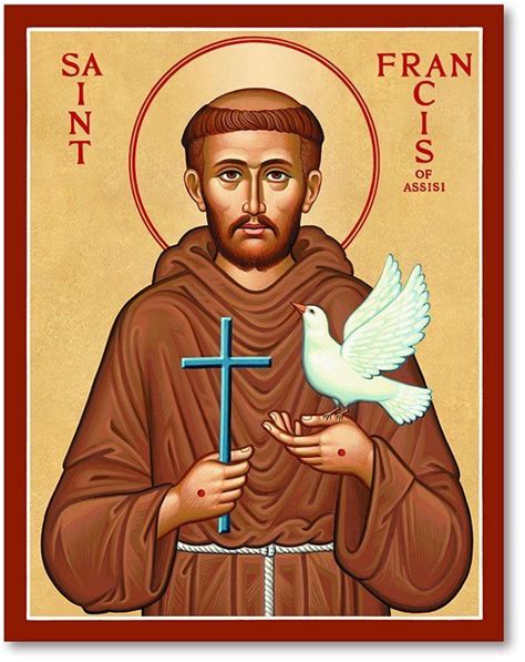 icon  st francis  great holding  white dove