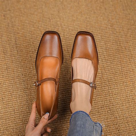 Purpdrank - New Genuine Leather Mary Jane shoes Women's Shoes Retro Bu
