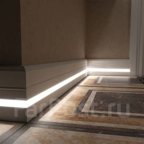 Плинтус с подсветкой напольный МДФ под покраску PN 120 LED, 110х16мм, в ...