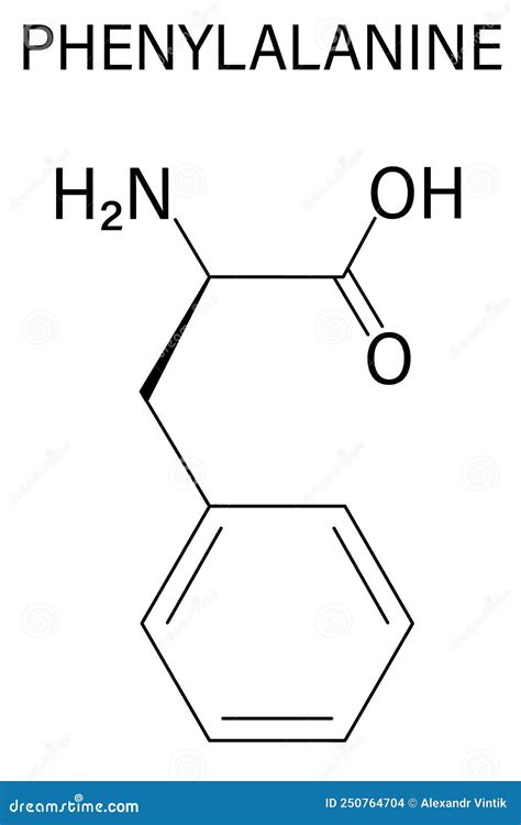 Phenylalanine Or L-phenylalanine, Phe, F, Amino Acid Molecule. Skeletal ...