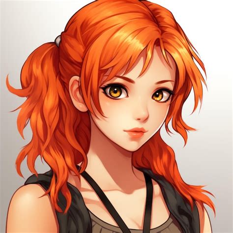 Premium Photo | An anime girl with orange hair and a ponytail