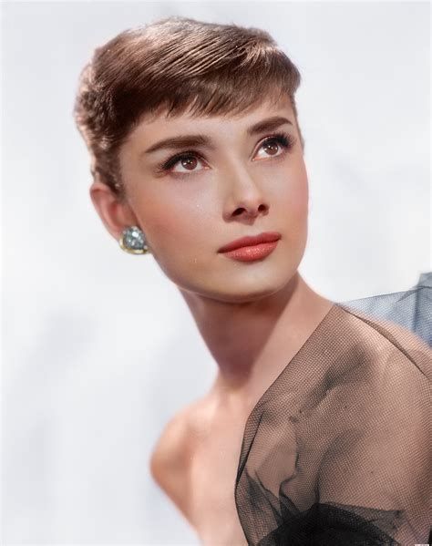 Film and fashion icon Audrey Hepburn, ca. 1953. : ColorizedHistory