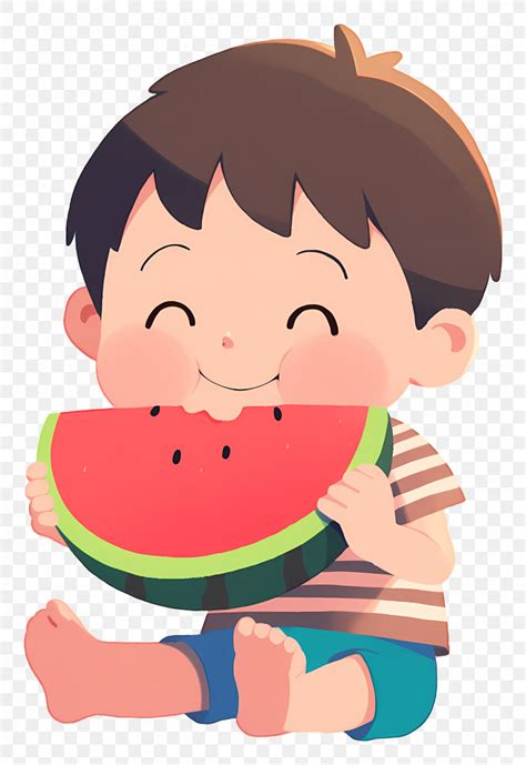 Little Boy Eating Watermelon - Child Eating Watermelon, PNG ...