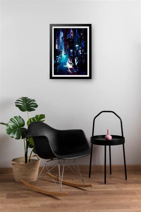 Neon City Print Painting Original Art Urban Cityscape - Etsy