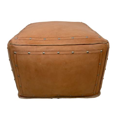 Foundry Select 18'' Wide Genuine Leather Square Pouf Ottoman 