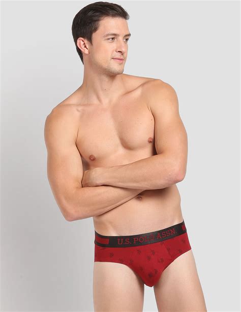 Buy Men Mid Rise Brand Print PB002 Premium Briefs - Pack Of 1 Red|U.S