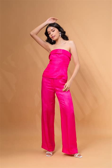 Buy Hot Pink Linen Tube Top Online| The RealB