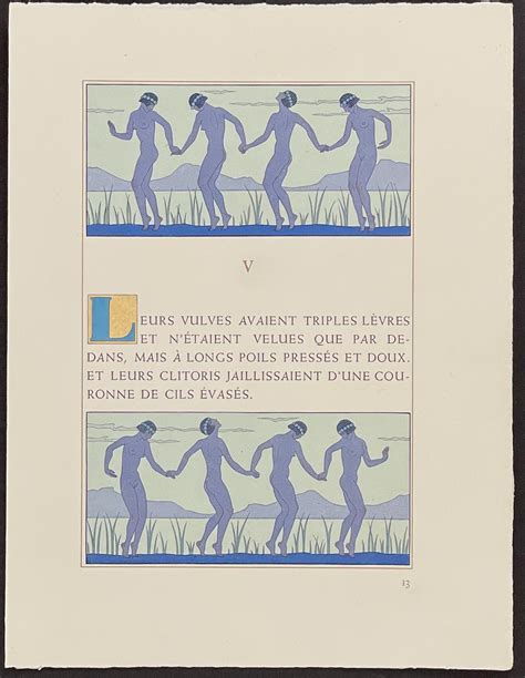 Sold Price: Barbier, Bilitis - Ornate Page: Dancing Nude Women / Verso