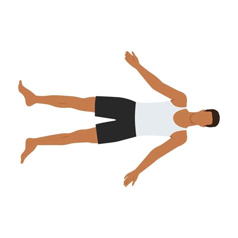 Man doing Shavasana or Corpse Pose. Yoga Practice exercise. Flat vector