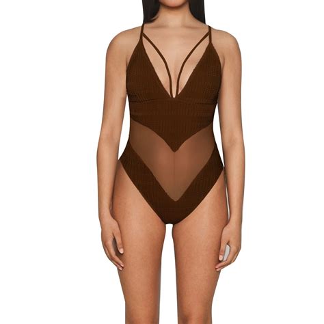 WAYUTE Womens Swimsuits One Piece Mesh Bikini Sexy Backless V Neck