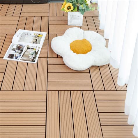 Garden Outdoor Anti-Slip DIY Flame Retardant Flooring Tiles Wood Plast ...