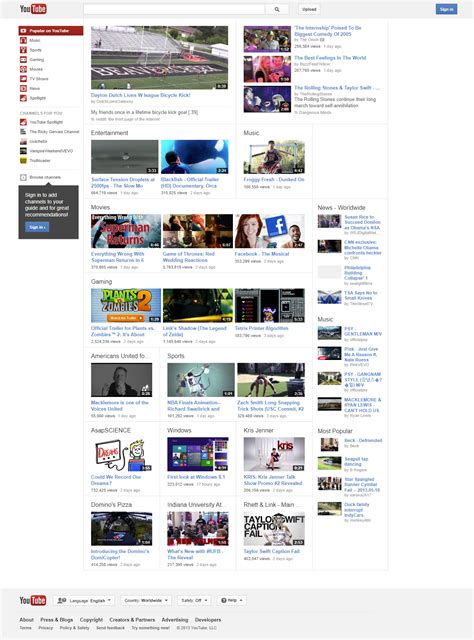 YouTube in 2013 - Web Design Museum