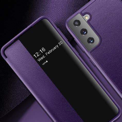 Чехол-книжка Side Window View на Samsung Galaxy S21 Ultra - фиолетовый ...
