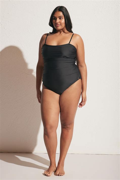 Matte Ruched One Piece - Black
