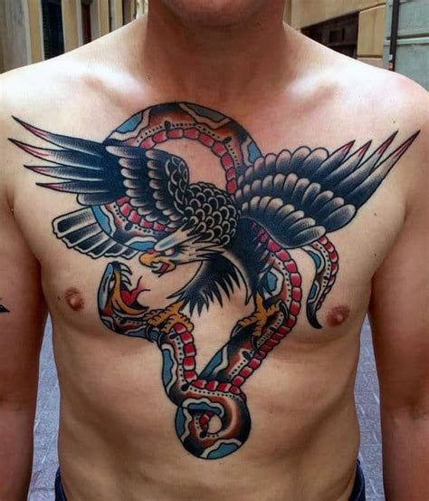 60 Traditional Chest Tattoo Designs For Men - Old School Ideas ...