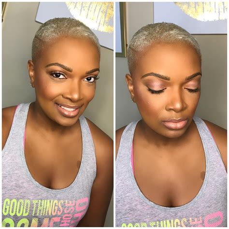 Natural makeup. Pixie cut. Short hair. Blonde hair. Soft makeup. Nude