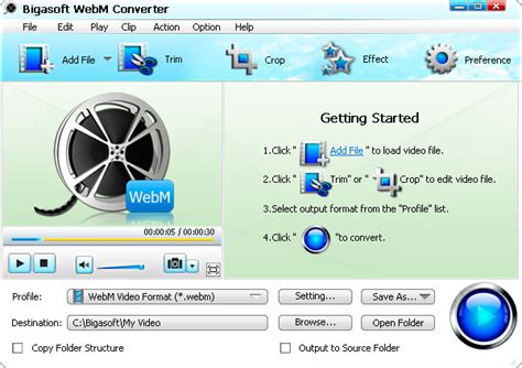 Bigasoft WebM Converter - WebM/VP8 encoder and decoder is here