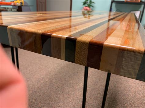 Table Glamour Custom Hardwood Butcher Block Table With Hair Pin Legs