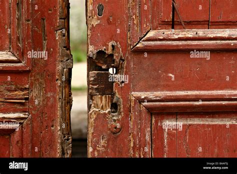 Very old red door Stock Photo - Alamy