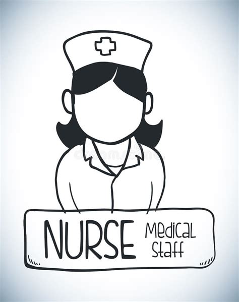 Silhouette Nurse Staff Care Clinic Uniform Hat Cross Stock Vector ...