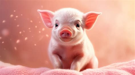 Premium AI Image | Funny pink baby Pig HD 8K wallpaper background Stock Photographic Image