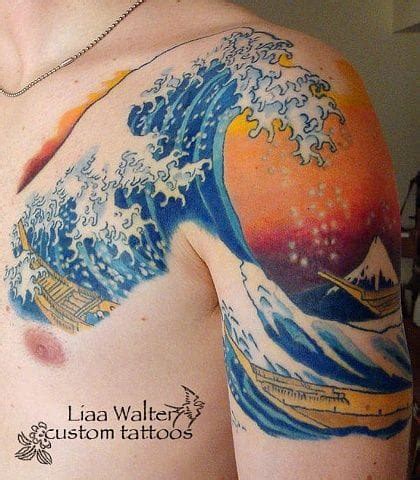 15 Powerful Hokusai Wave Tattoos • Tattoodo